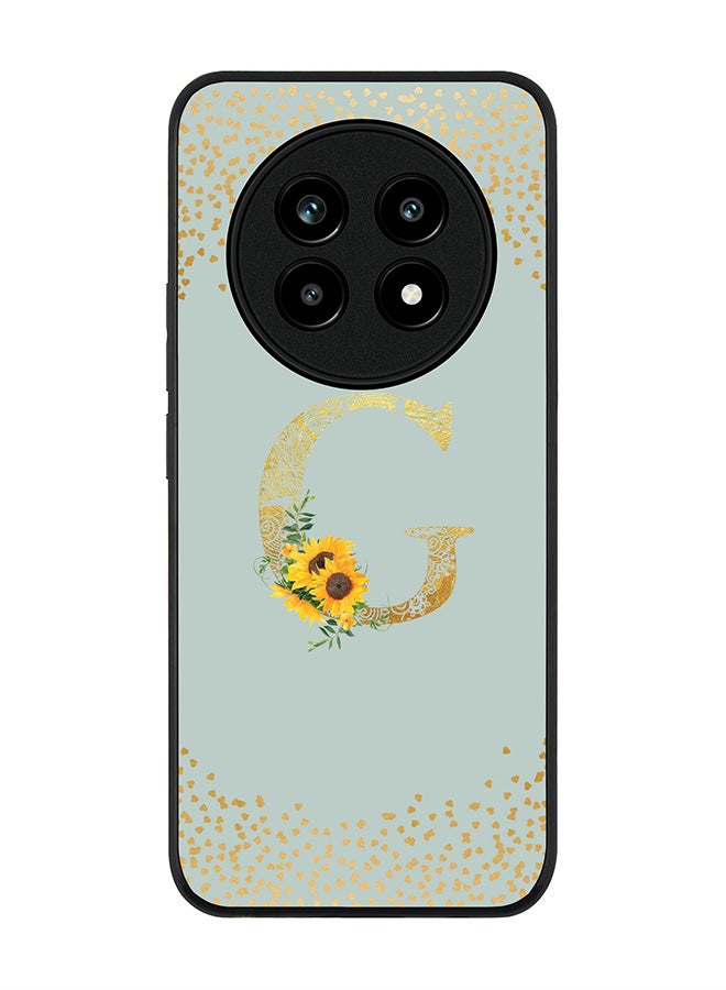 Stylizedd For Realme 13 Pro / 13 Pro+ Case,Slim fit Camera Protection, Shockproof Thin Phone cover  - Custom Floral Monogram - G  (Light Grey ) - Image 1